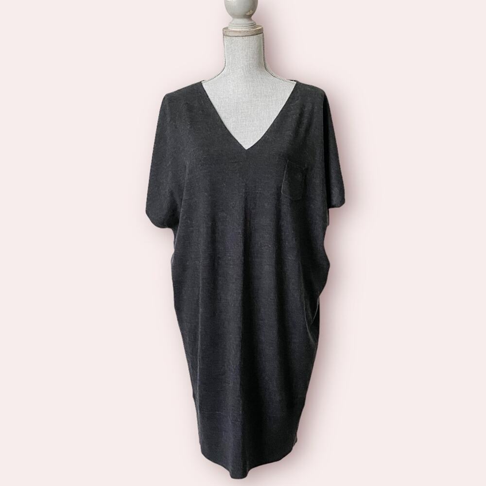 RALPH LAUREN RLX Women's Fine Charcoal Merino Wool Drop Shoulder Dress Size L